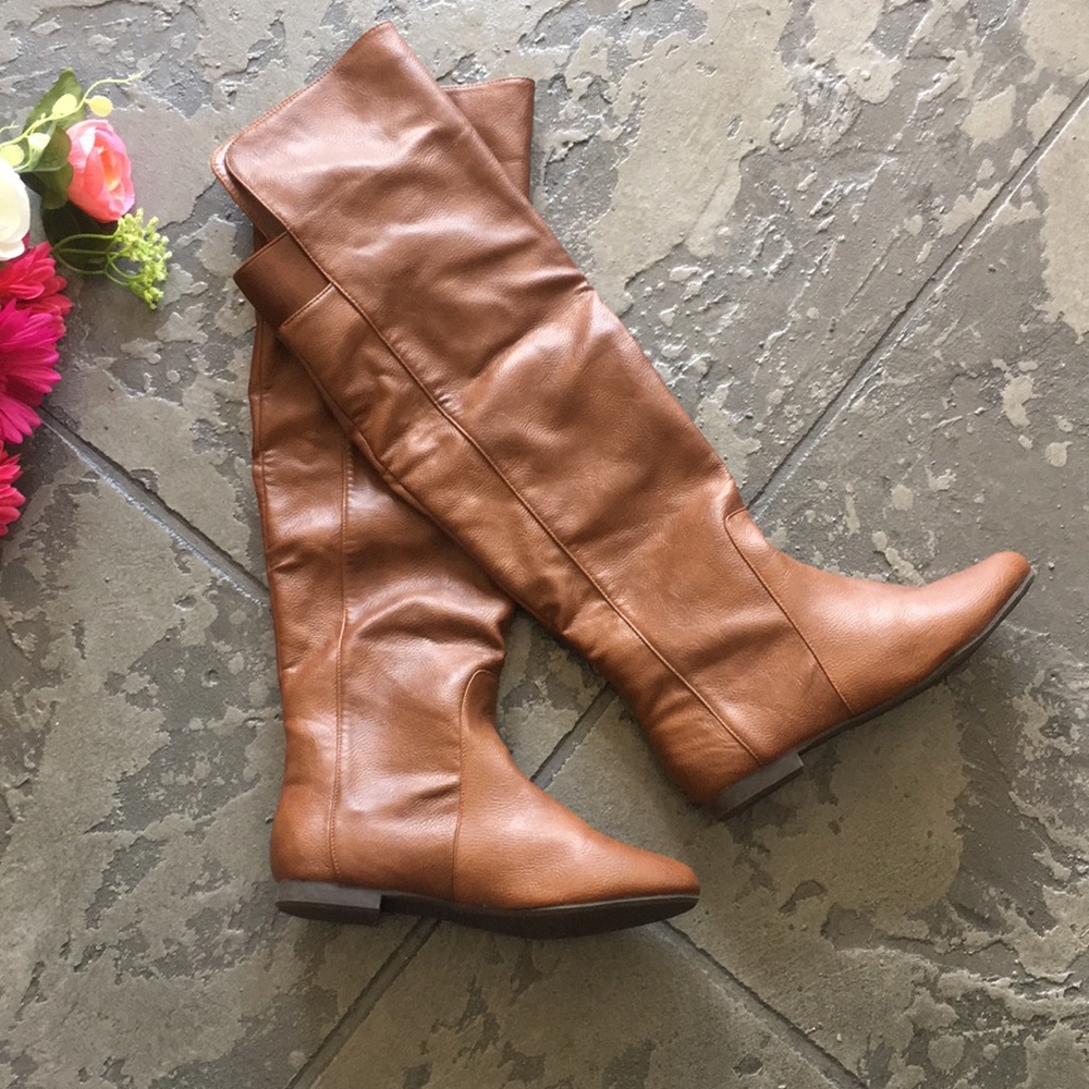 Brown knee high boots
